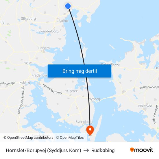 Hornslet/Borupvej (Syddjurs Kom) to Rudkøbing map