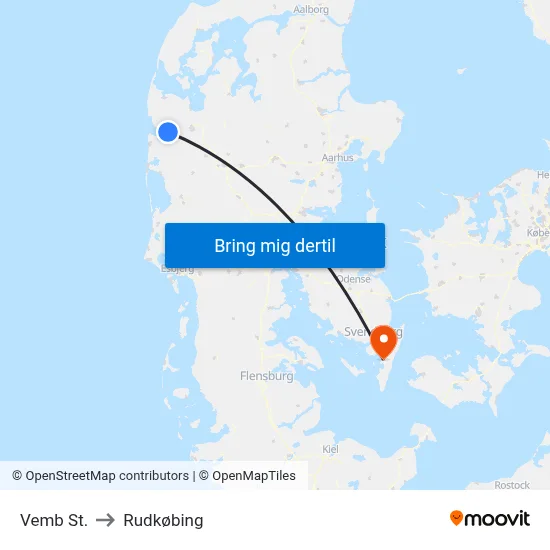 Vemb St. to Rudkøbing map