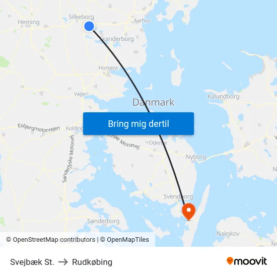 Svejbæk St. to Rudkøbing map