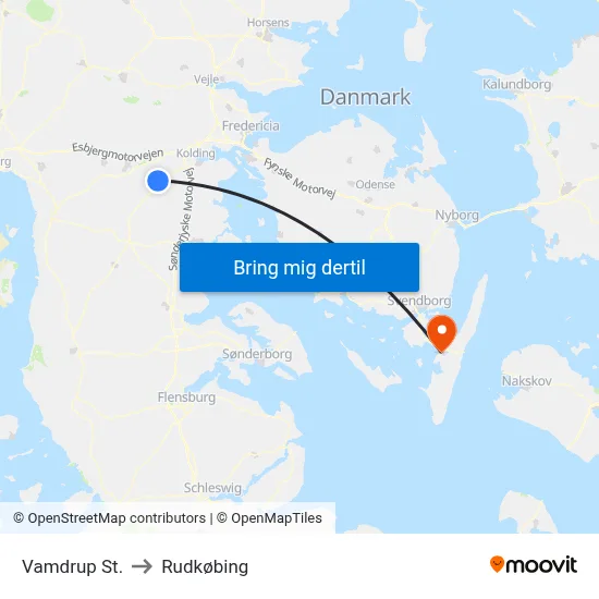 Vamdrup St. to Rudkøbing map