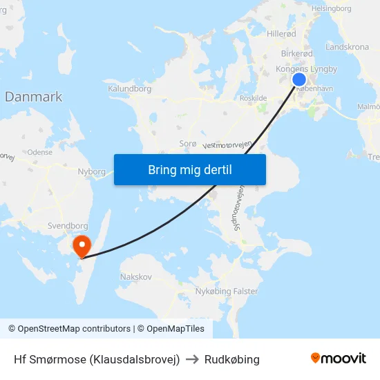 Hf Smørmose (Klausdalsbrovej) to Rudkøbing map