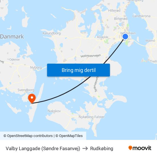 Valby Langgade (Søndre Fasanvej) to Rudkøbing map