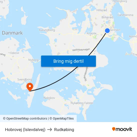Hobrovej (Islevdalvej) to Rudkøbing map