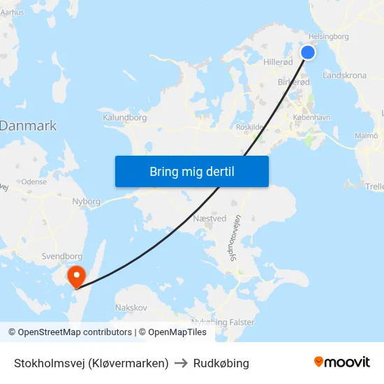 Stokholmsvej (Kløvermarken) to Rudkøbing map