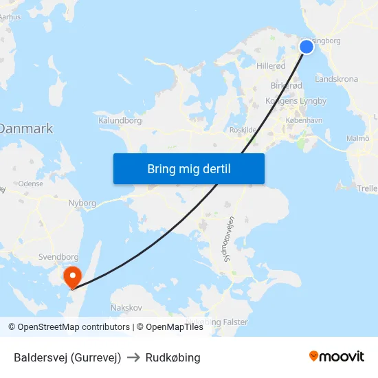 Baldersvej (Gurrevej) to Rudkøbing map