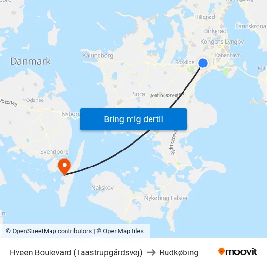 Hveen Boulevard (Taastrupgårdsvej) to Rudkøbing map