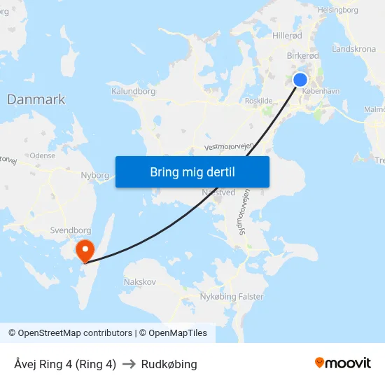 Åvej Ring 4 (Ring 4) to Rudkøbing map