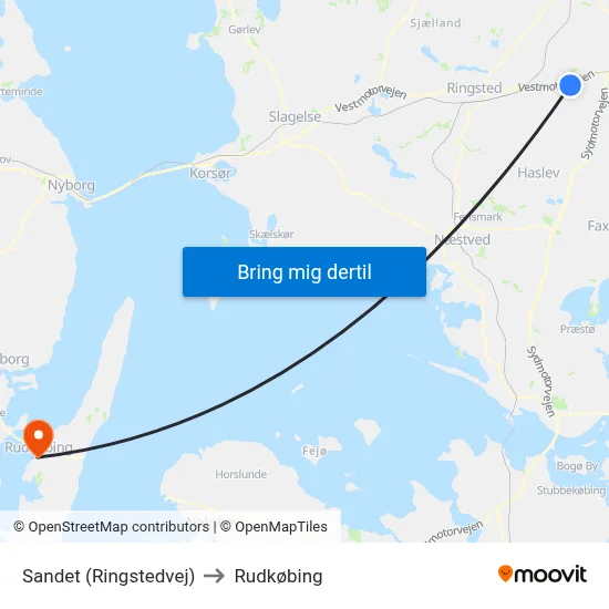 Sandet (Ringstedvej) to Rudkøbing map