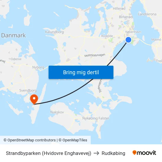 Strandbyparken (Hvidovre Enghavevej) to Rudkøbing map