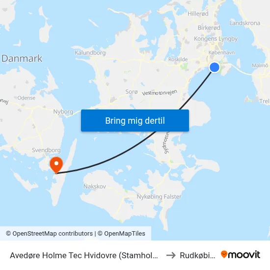 Avedøre Holme Tec Hvidovre (Stamholmen) to Rudkøbing map