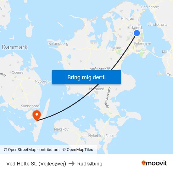 Ved Holte St. (Vejlesøvej) to Rudkøbing map
