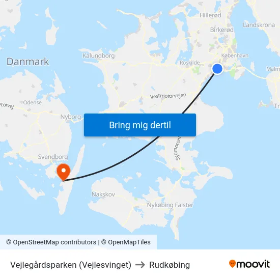 Vejlegårdsparken (Vejlesvinget) to Rudkøbing map