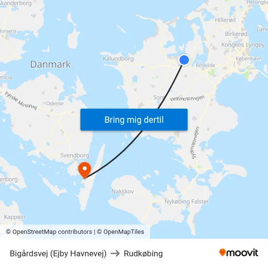 Bigårdsvej (Ejby Havnevej) to Rudkøbing map