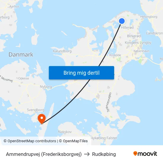 Ammendrupvej (Frederiksborgvej) to Rudkøbing map