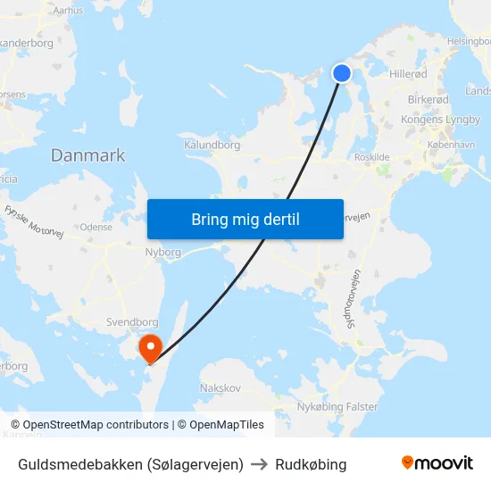 Guldsmedebakken (Sølagervejen) to Rudkøbing map