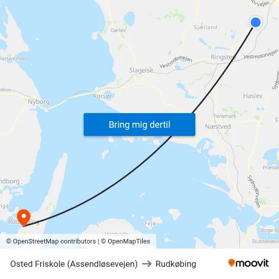 Osted Friskole (Assendløsevejen) to Rudkøbing map