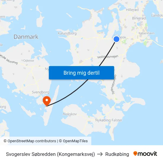 Svogerslev Søbredden (Kongemarksvej) to Rudkøbing map