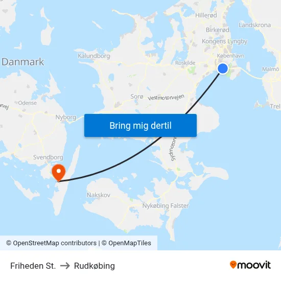 Friheden St. to Rudkøbing map