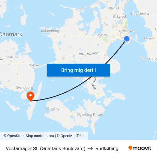 Vestamager St. (Ørestads Boulevard) to Rudkøbing map