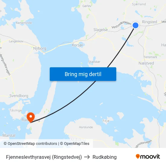 Fjenneslevthyrasvej (Ringstedvej) to Rudkøbing map
