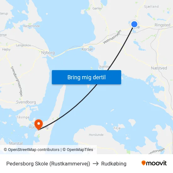Pedersborg Skole (Rustkammervej) to Rudkøbing map