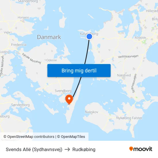 Svends Allé (Sydhavnsvej) to Rudkøbing map
