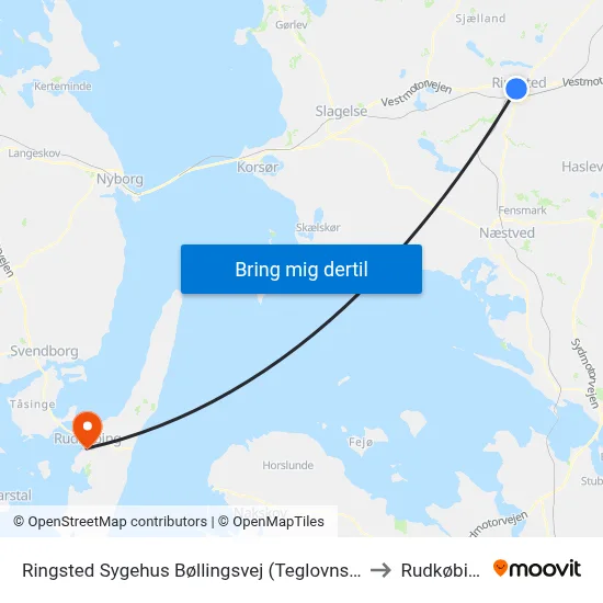 Ringsted Sygehus Bøllingsvej (Teglovnsvej) to Rudkøbing map