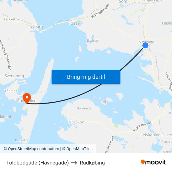 Toldbodgade (Havnegade) to Rudkøbing map