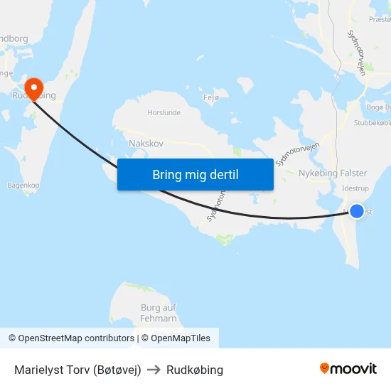 Marielyst Torv (Bøtøvej) to Rudkøbing map