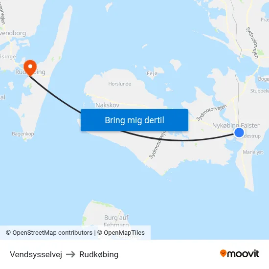 Vendsysselvej to Rudkøbing map