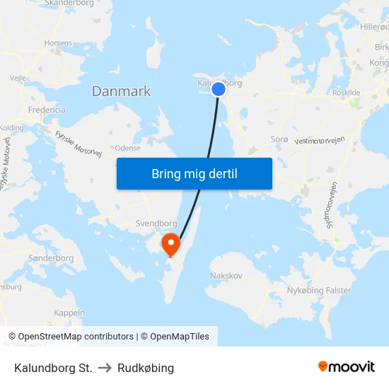 Kalundborg St. to Rudkøbing map