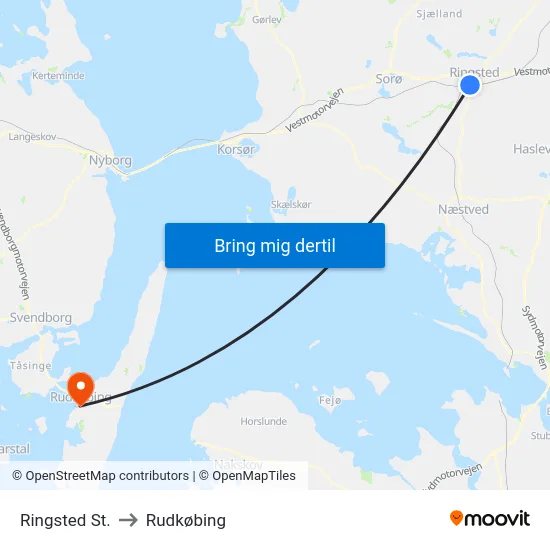 Ringsted St. to Rudkøbing map