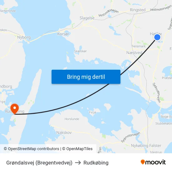 Grøndalsvej (Bregentvedvej) to Rudkøbing map