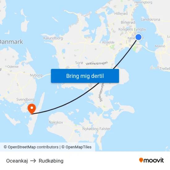 Oceankaj to Rudkøbing map