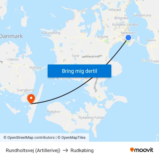 Rundholtsvej (Artillerivej) to Rudkøbing map