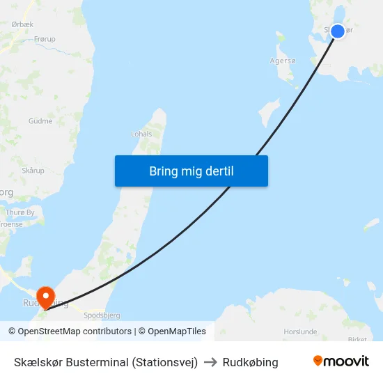 Skælskør Busterminal (Stationsvej) to Rudkøbing map