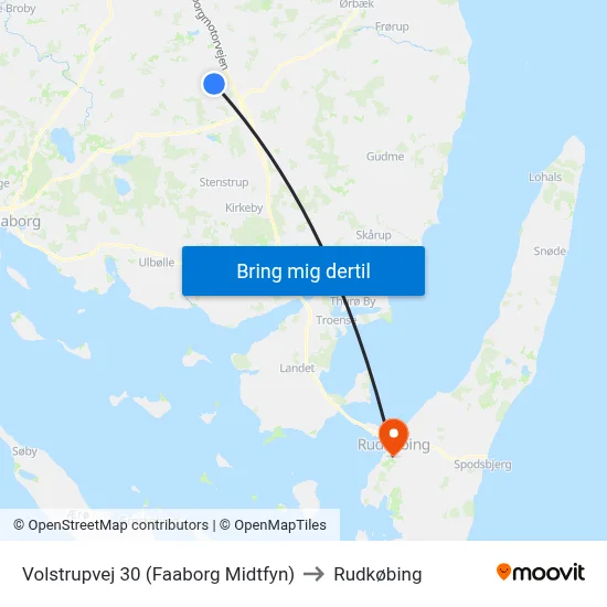 Volstrupvej 30 (Faaborg Midtfyn) to Rudkøbing map