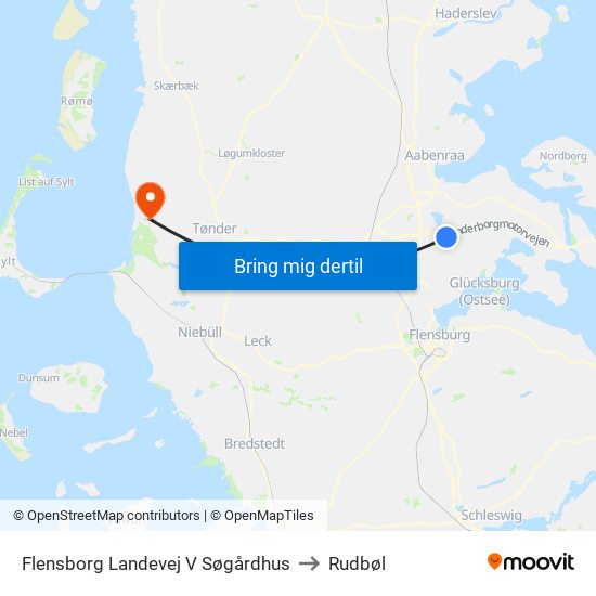 Flensborg Landevej V Søgårdhus to Rudbøl map