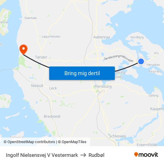 Ingolf Nielsensvej V Vestermark to Rudbøl map