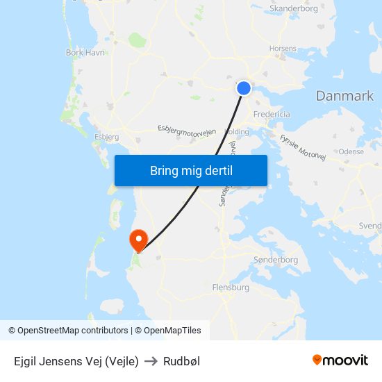 Ejgil Jensens Vej (Vejle) to Rudbøl map