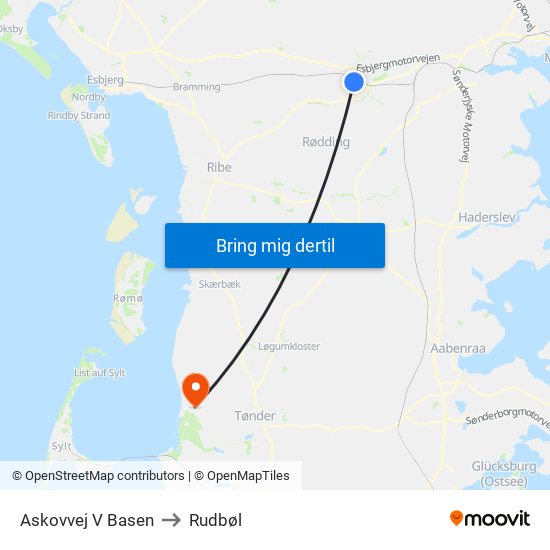 Askovvej V Basen to Rudbøl map