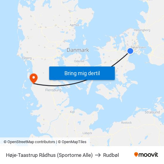 Høje-Taastrup Rådhus (Sportorne Alle) to Rudbøl map