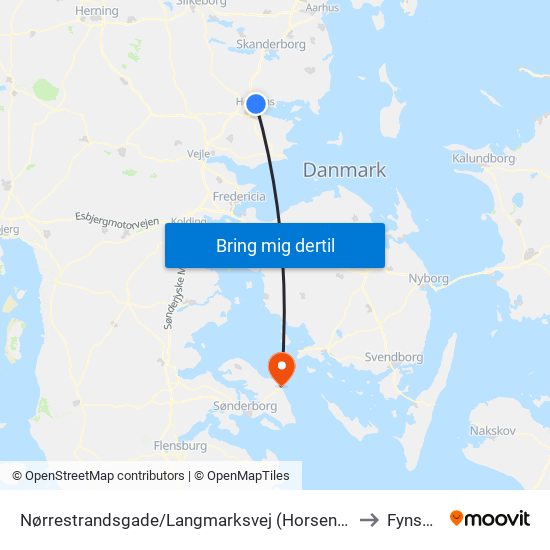 Nørrestrandsgade/Langmarksvej (Horsens Kom) to Fynshav map