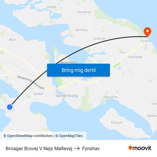 Broager Brovej V Nejs Møllevej to Fynshav map