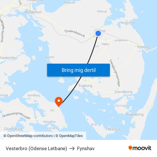 Vesterbro (Odense Letbane) to Fynshav map