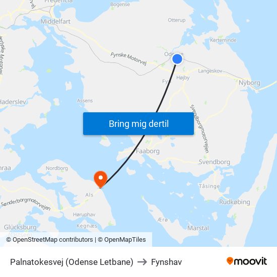 Palnatokesvej (Odense Letbane) to Fynshav map