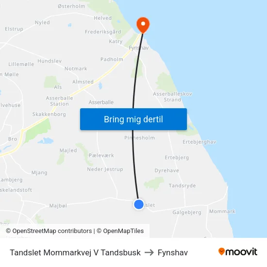 Tandslet Mommarkvej V Tandsbusk to Fynshav map