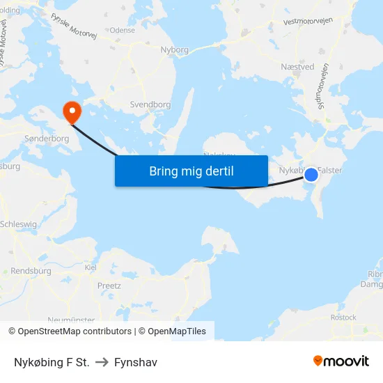 Nykøbing F St. to Fynshav map