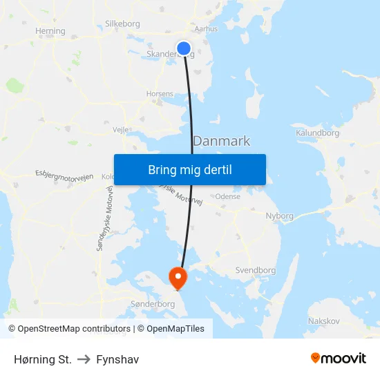 Hørning St. to Fynshav map