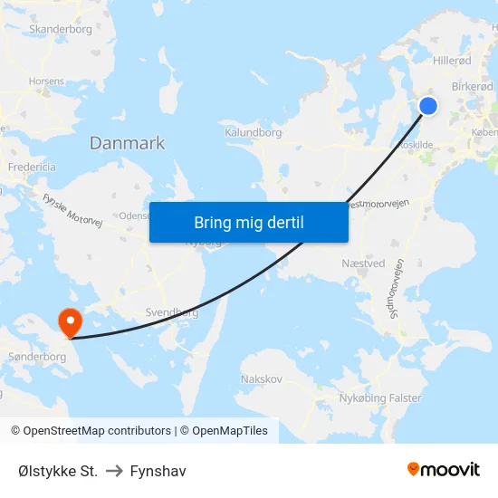 Ølstykke St. to Fynshav map